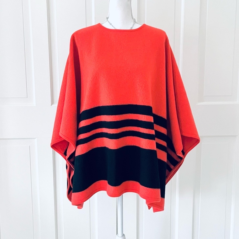 Kate Spade Broome St. orange black wool poncho S